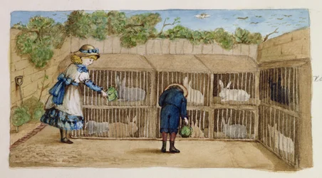 Die Kaninchen füttern, 1883